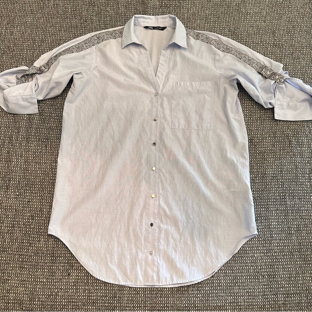 Women's Blue Button-Up Shirt